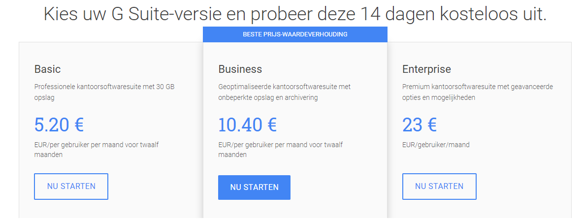 google suite prijsverhoging